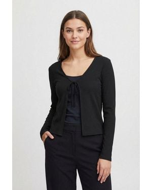 Pieces Strickjacke Pckitte Ls Tie Cardigan Jrs Noos Bc Mit Bindeband - Schwarz