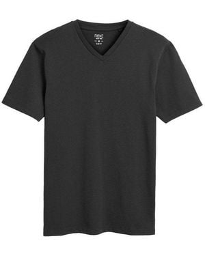 Next T-Shirt Slim Fit T-Shirt Mit V-Ausschnitt (1-Tlg) - Schwarz