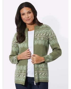 Sieh an! Strickjacke Jacquardstrickjacke - Grün