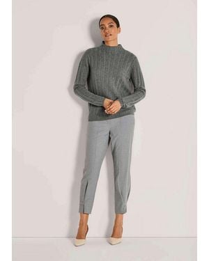 Madeleine Strickpullover Luxuriöser Strickpullover Mit Stehkragen Eleganter Businesspullover Mit Rippstrick Und Langarm - Grau
