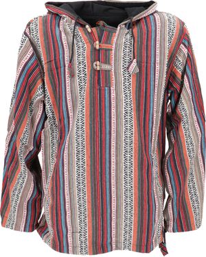 Guru-Shop Sweater Goa Kapuzenshirt, Baja Hoodie, Boho .. alternative Bekleidung, Ethno Style, Hippie - Rot