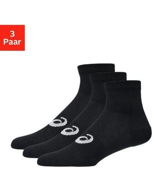 Asics Laufsocken 3 Pack Quarter Sock Atmungsaktiv, Gedämpfte Sohle, Anatomische Passform - Schwarz