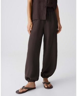 Opus Leinenhose Myha Oasis Aus Webware Mit Leinenstruktur Mit Eingrifftaschen Für Praktische Alltagslooks - Schwarz