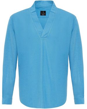 Antioch Sweatshirt Shirt V-Neck Long Sleeve - Blau