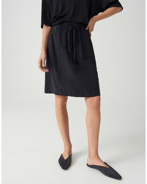 Opus Bleistiftrock Mit Cargotaschen Und Komfortbund Samtige Oberfläche Für Modernen Utility Look - Schwarz