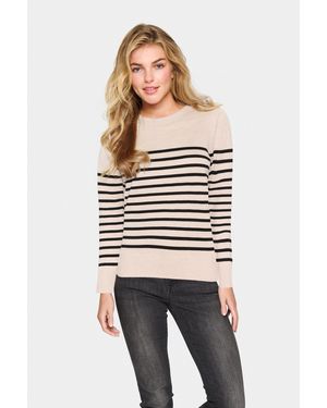 Saint Tropez Strickpullover MilaSZ LS Striped - Weiß