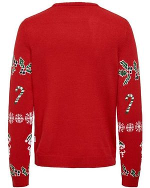 Only & Sons Stylischer ONSXMAS REG 5 Allover Crew Knit Weihnachtspullover - Rot