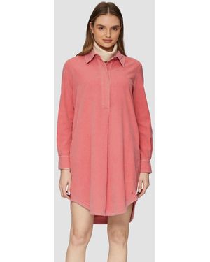 S.oliver Shirtkleid Midikleid (1-tlg) Rundhals-Ausschnitt, langarm, Strukturmuster - Pink