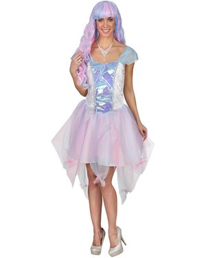 Metamorph Prinzessin-ü Pastellfarbene Fee Kostü, Glänzendes Feenkostüm in cremigen Farben - Lila