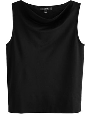 Next Shirttop Ärmelloses Oberteil mit Wasserfallausschnitt (1-tlg) - Schwarz