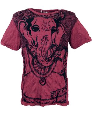 Guru-Shop Sure T-Shirt Ganesh - bordeaux Goa Style, Festival, alternative Bekleidung - Pink