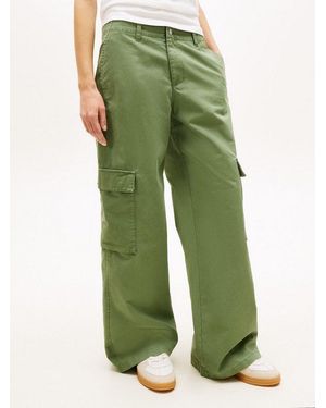 Tommy Hilfiger Cargohose Tjw Lr Wide Straight Cargo Pant Im Baumwoll-Mix, Low Rise - Grün