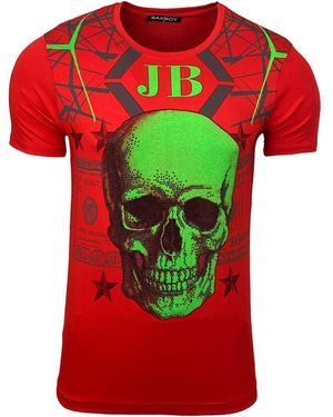 Baxboy T-Shirt mit stylischem Totenkopfprint modernem Stil - Rot