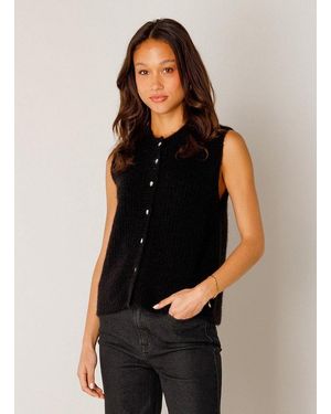 Base London Strickweste Nell Ärmellos Mit Wolle Und Stretch - Schwarz