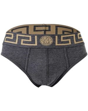 Versace Slip Herren Slip 1Er Pack Baumwolle Topeka Slip (Packung, 1Er Pack) - Schwarz