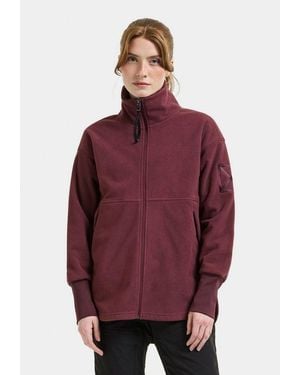 Didriksons Fleecejacke Damen Winddicht Ronja Mit Taschen - Rot