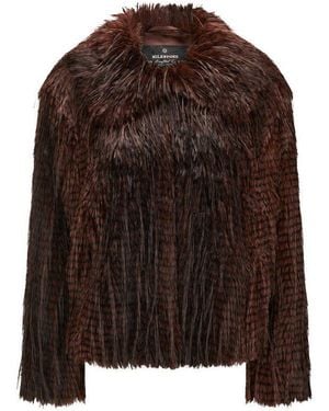 Milestone Fellimitatjacke Msnelly Zweifarbiger Feder-Look Aus Langhaarigem Kunstpelz Mit Satinfutter - Braun