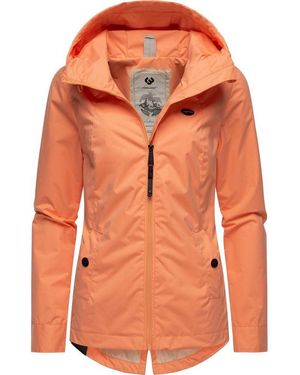 Ragwear Outdoorjacke Monade Übergang Stylische Übergangsjacke Mit Großer Kapuze - Orange