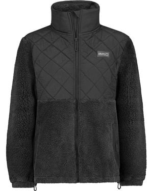 Sublevel Fleecejacke Leo Teddyfleece Kuschelig Übergangsjacke Outdoor Jacke - Schwarz
