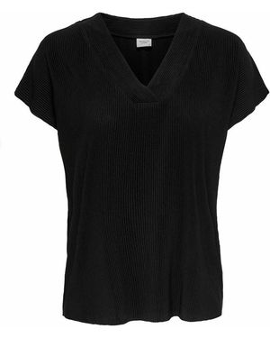 Jacqueline De Yong Blusenshirt Regular Fit -Ausschnitt Kurzarm Basic JDYESMARILLA /S V-NECK PLEAT TOP JRS - Schwarz
