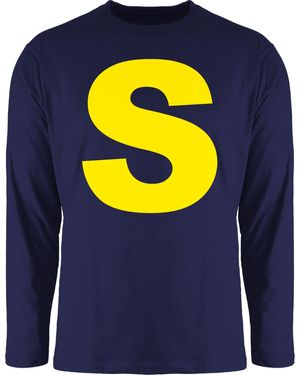 Shirtracer Rundhalsshirt Kostüm Buchstabe S Streifenhörnchen Chipmunk Simon I Fastnacht Gruppen Karneval & Fasching - Blau