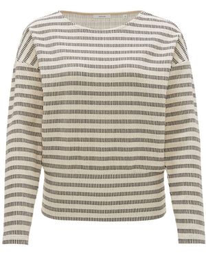 Opus Rundhalspullover Gieka stripe - Grau