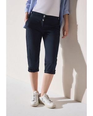 Cecil Caprihose Style New York Sommerhose Mit Knopfdetails Am Bund - Blau
