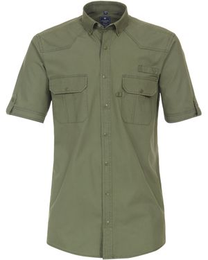 Redmond Kurzarmhemd uni Comfort Fit - Grün