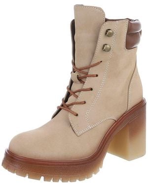 Ital-Design Damen Schnürstiefel Mit Blockabsatz Und Profilsohle Schnürstiefelette (92422421) Blockabsatz Stiefeletten - Braun