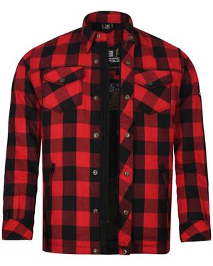 Bores Motorradjacke Lumberjack Jacken-Hemd Basic rot / schwarz
