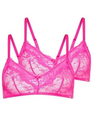 DORINA Bralette-Bh Origins-2Pp (2Er Pack) Durchgehende Spitze Mit Spitzenbesatz An Den Körbchen, Ohne Bügel - Pink