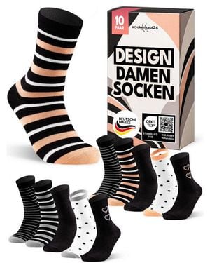 sockenkauf24 Freizeitsocken Damen Socken Aus Baumwolle Mit Muster - Schwarz