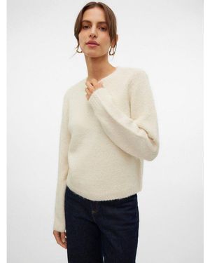 Vero Moda Strickpullover Vmnovah Ls O-Neck Pullover Ga Noos Materialmix, Regular Fit - Weiß