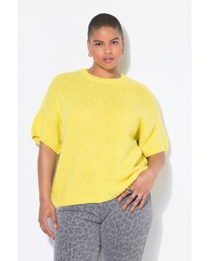 Studio Untold Strickpullover Pullover Oversize Shape Fancy-Strick Halbarm - Gelb