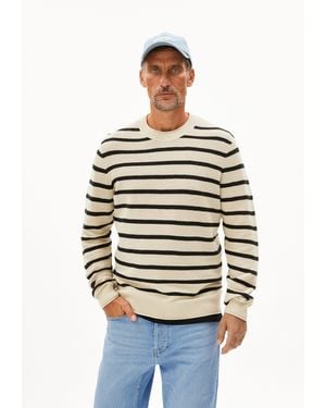 ARMEDANGELS Strickpullover AJAANI LINO STRIPES - Grau