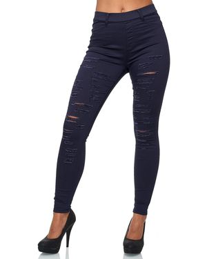 Elara Slim-fit-Jeans Hose Zerrissen Destroyed Elements (1-tlg) - Blau