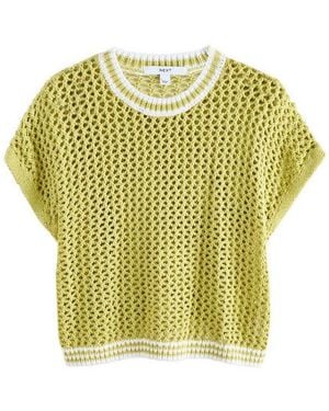 Next Strickpullover Kurzarm-T-Shirt Mit Mesh Und Häkelei (1-Tlg) - Gelb