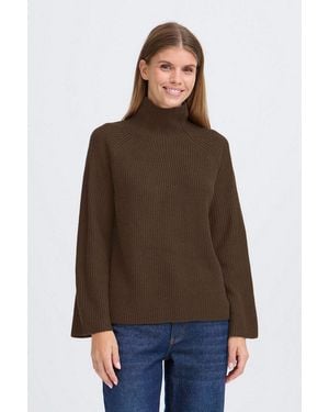 Oxmo Strickpullover Oxnelly Modischer Rollkragenpullover - Braun