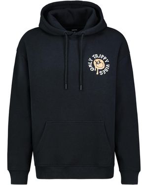 Sublevel Hoodie verspielten Prints Sweater, Kapuzensweatshirt Kängurutasche, mit Kapuze - Blau