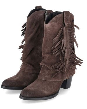 Lazamani Cowboystiefel La85793 Damen Rauleder Westernstiefel - Braun