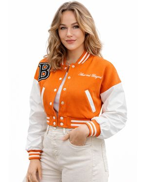 Worldclassca Crop Collegejacke Übergangsjacke Bomberjacke - Orange