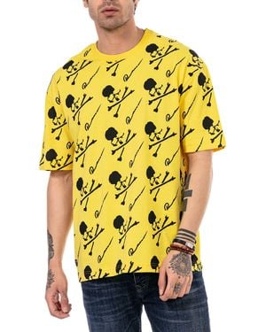Redbridge T-Shirt mit Totenkopf-Print - Gelb