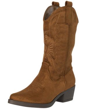 Salinyang Cowboy Boots Damen Mit Stickerei & Blockabsatz Western Stiefel Cowboystiefel - Braun