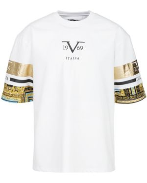 19V69 Italia by Versace T-Shirt TAMARO mit Schriftzug - Weiß