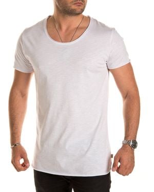 Yazubi T-Shirt Hydrox Oversize Basic Tee Crew Neck (1-tlg) - Weiß