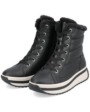 Rieker W0963-01 (Schnürstiefel Mit Innenfutter, Glattleder) Damen Winterstiefel - Schwarz