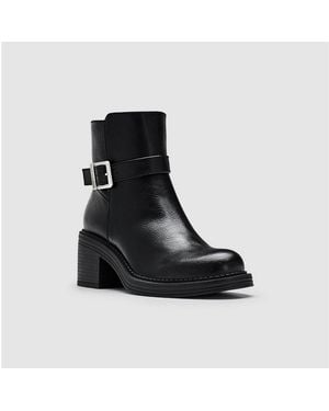 Esprit Perina Stiefelette Ankelboots Mit Blockabsatz Und Zierschließe - Schwarz