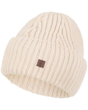 Fera Strickmü (1-St) Wintermü breiter Aufschlag Grobstrick Beanie Mütze - Natur