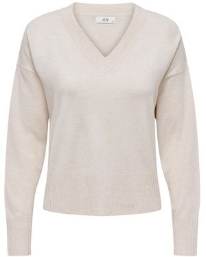 Jacqueline De Yong Strickpullover Dünner Strick Langarm JDYPRIME LIFE L/S V-NECK PULLOVER KNT - Weiß