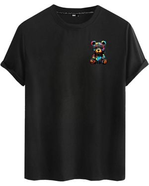 Rmk T- kurzarm Shirt Basic Rundhals mit Teddybä Bär - Schwarz
